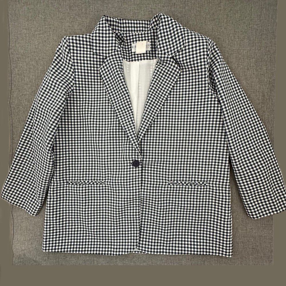 Vintage Bedford Fair Lifestyles Checkered‎ Blazer Jacket 18W Lined Made in USA